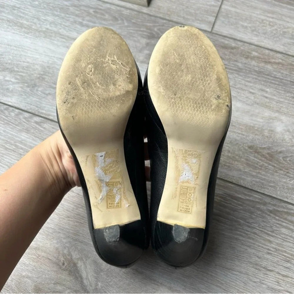 Franco Sarto Black Open Toe Leather Pump - Picture 11 of 13